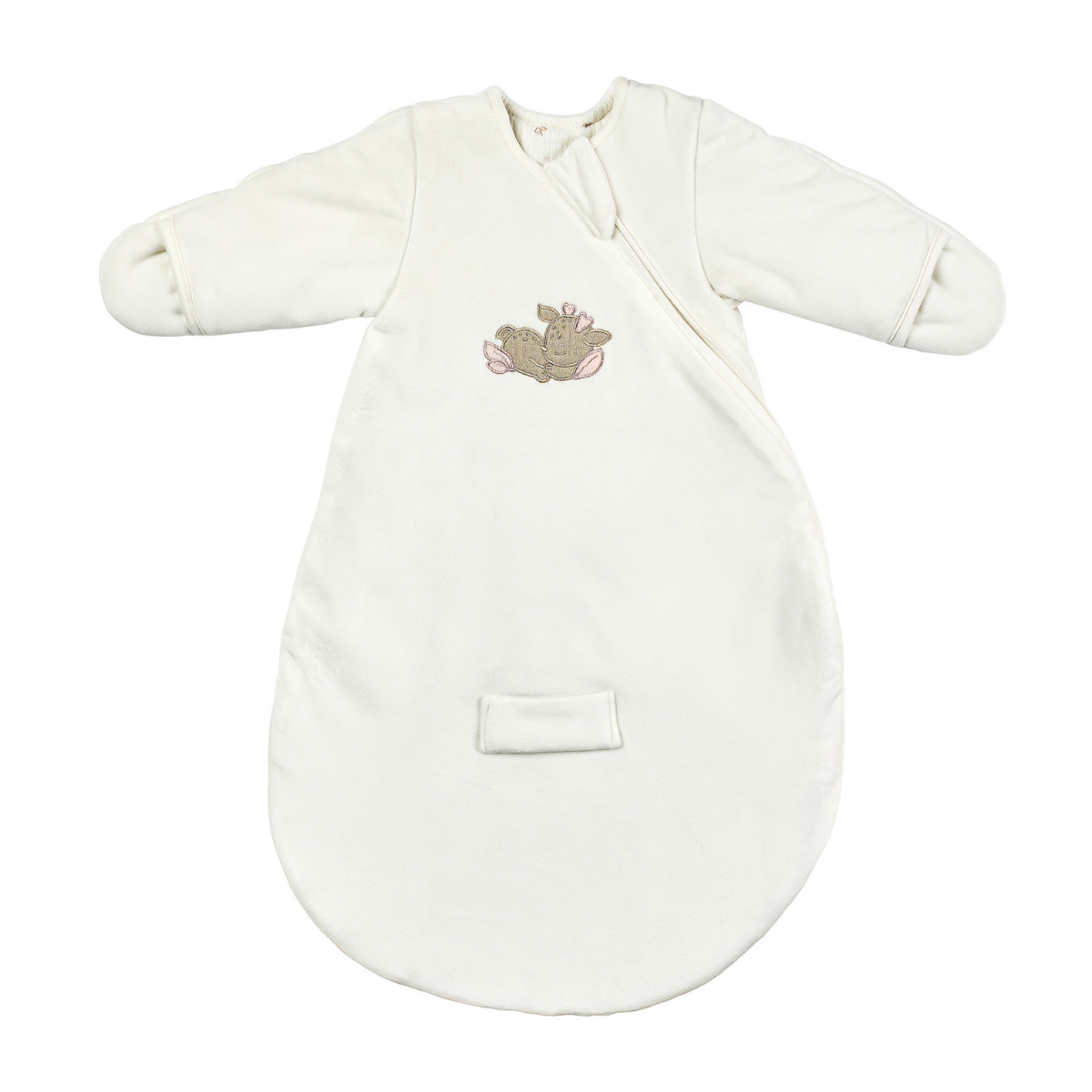 FanFan Babyschlafsack 60 cm – Schlafsack aus weißem Velours mit Ärmeln – Nattou