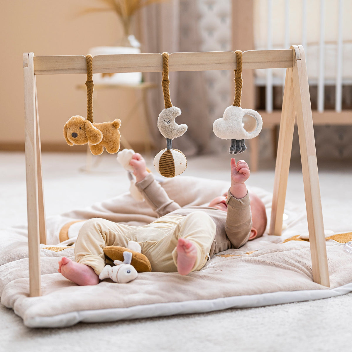 Arco Di Legno Nattou Con Peluche Sospesi Fox – Altezza 59,5 Cm, Color Beige Flo – Giochi Per Tappetino Bebè