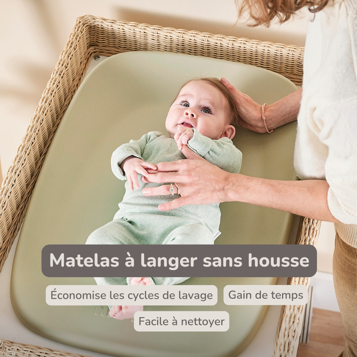 Softy Changing Mat - Changing Pad 50x70 cm - Green Changing Cushion [FR]