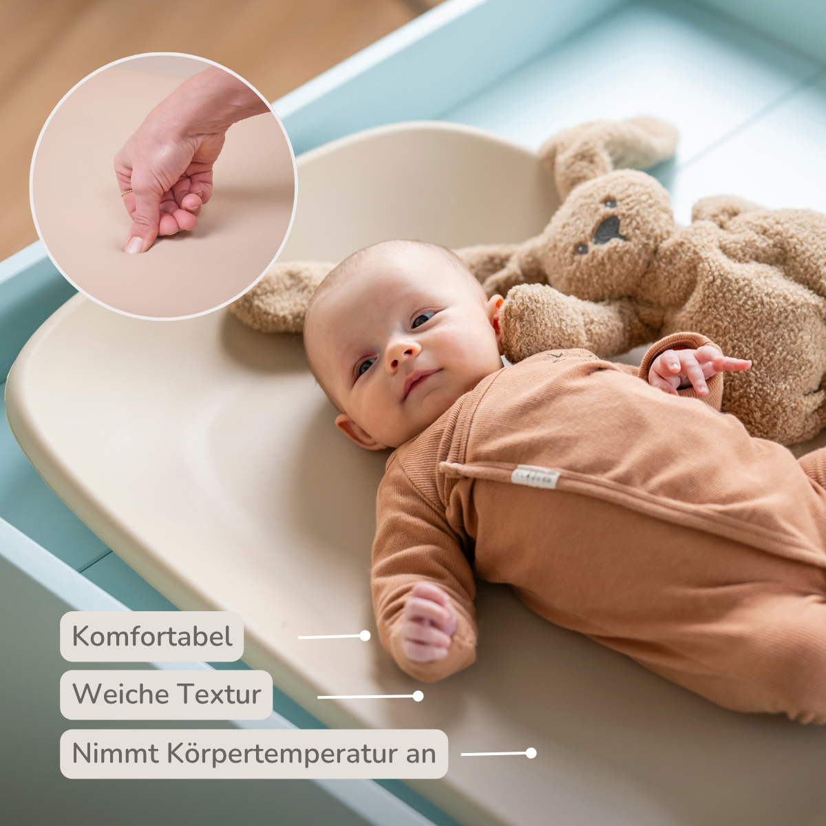 Softy Changing Mat - Changing Pad 50x70 cm - Changing Cushion Beige [DE]