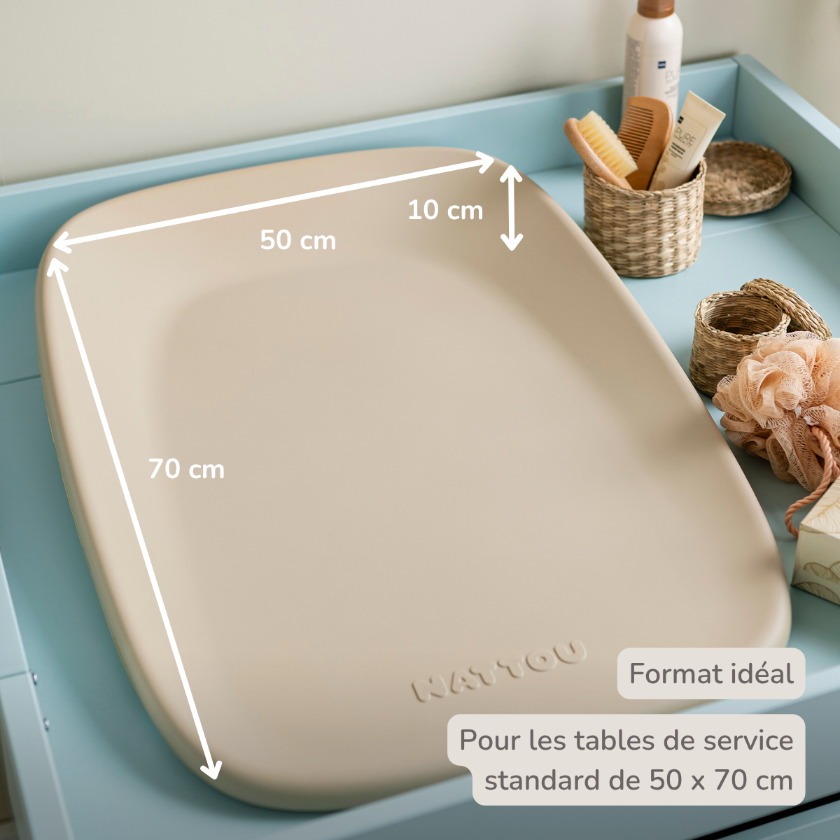 Softy Changing Mat - Changing Pad 50x70 cm - Changing Cushion Beige [FR]