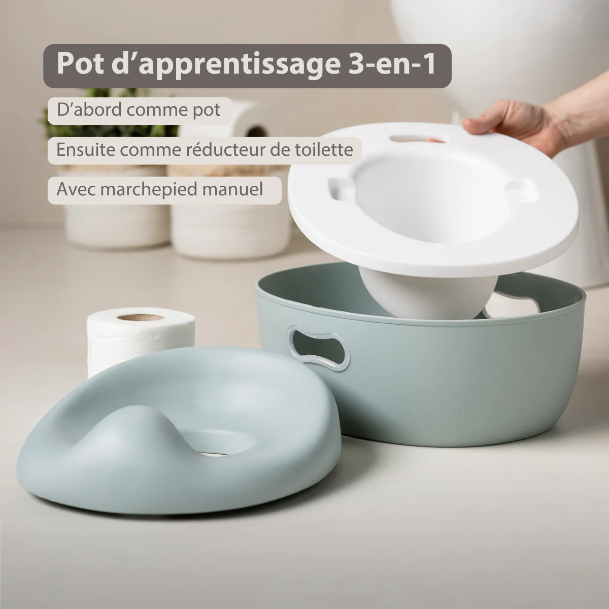 Care Potty - 3-in-1 Training Potty - Toilet Seat Reducer - Vintage Pink [FR]