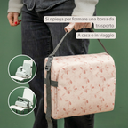 Foody Foldable Booster Seat for Dining Chair - Water-Resistant Seat with Safety Belt - Pink with Petals [IT]