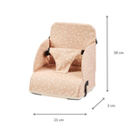 Foody Foldable Booster Seat for Dining Chair - Water-Resistant Seat with Safety Belt - Beige with Stars [DE]