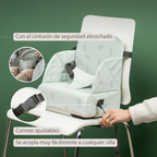 Foody Foldable Booster Seat for Dining Chair - Water-Resistant Seat with Safety Belt - Beige with Stars [ES]