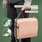 Foody Foldable Booster Seat for Dining Chair - Water-Resistant Seat with Safety Belt - Beige with Stars [IT]