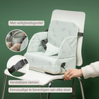 Foody Foldable Booster Seat for Dining Chair - Water-Resistant Seat with Safety Belt - Beige with Stars [NL]