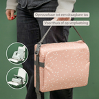 Foody Foldable Booster Seat for Dining Chair - Water-Resistant Seat with Safety Belt - Beige with Stars [NL]