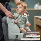 Foody Foldable Booster Seat for Dining Chair - Water-Resistant Seat with Safety Belt - Beige with Stars [EN]