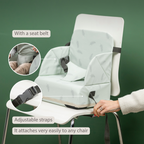 Foody Foldable Booster Seat for Dining Chair - Water-Resistant Seat with Safety Belt - Beige with Stars [EN]
