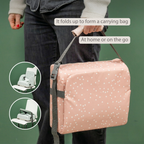 Foody Foldable Booster Seat for Dining Chair - Water-Resistant Seat with Safety Belt - Beige with Stars [EN]