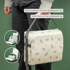 Foody Foldable Booster Seat for Dining Chair - Water-Resistant Seat with Safety Belt - Ecru with Elephants [NL]