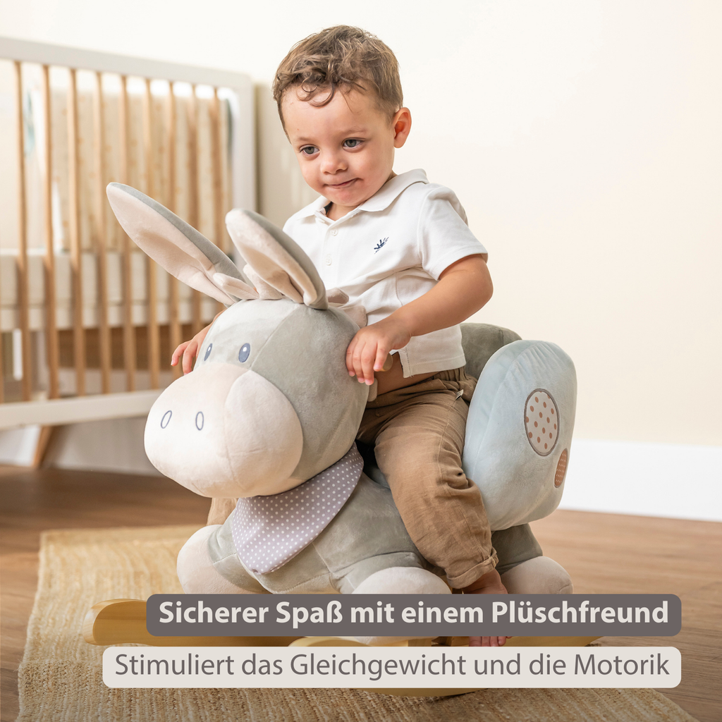 Cappuccino Donkey Rocking Horse – Rocking Toy – Gray and Blue [DE]