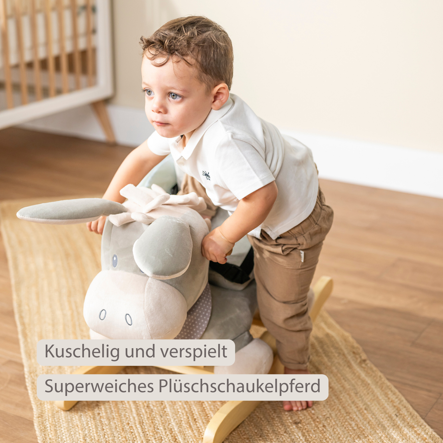 Cappuccino Donkey Rocking Horse – Rocking Toy – Gray and Blue [DE]