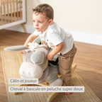 Cappuccino Donkey Rocking Horse – Rocking Toy – Gray and Blue [FR]