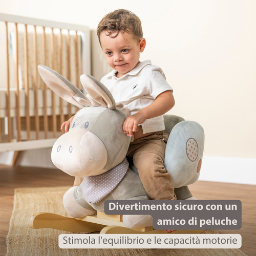 Cappuccino Donkey Rocking Horse – Rocking Toy – Gray and Blue [IT]