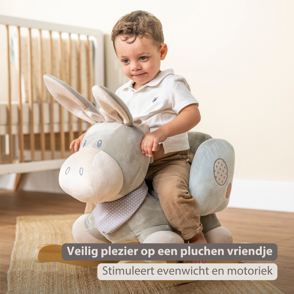Cappuccino Donkey Rocking Horse – Rocking Toy – Gray and Blue [NL]