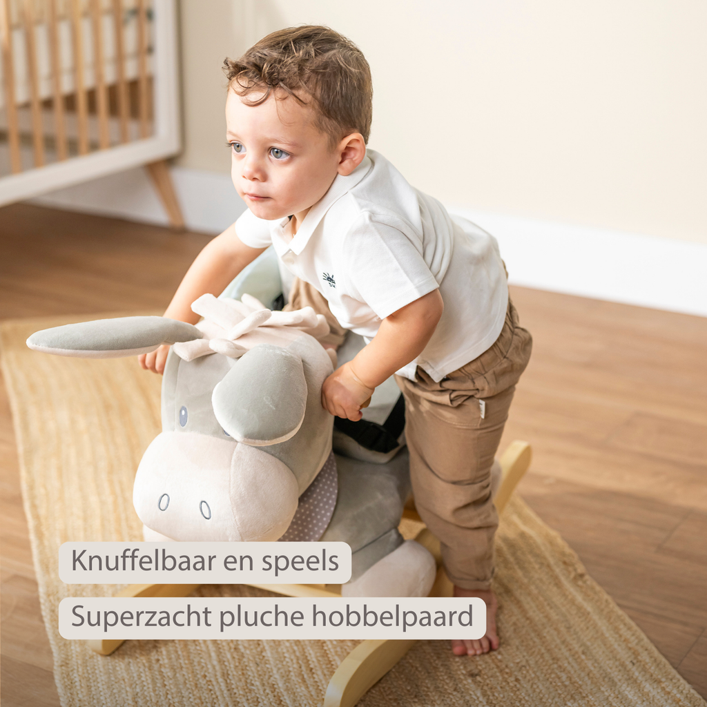 Cappuccino Donkey Rocking Horse – Rocking Toy – Gray and Blue [NL]