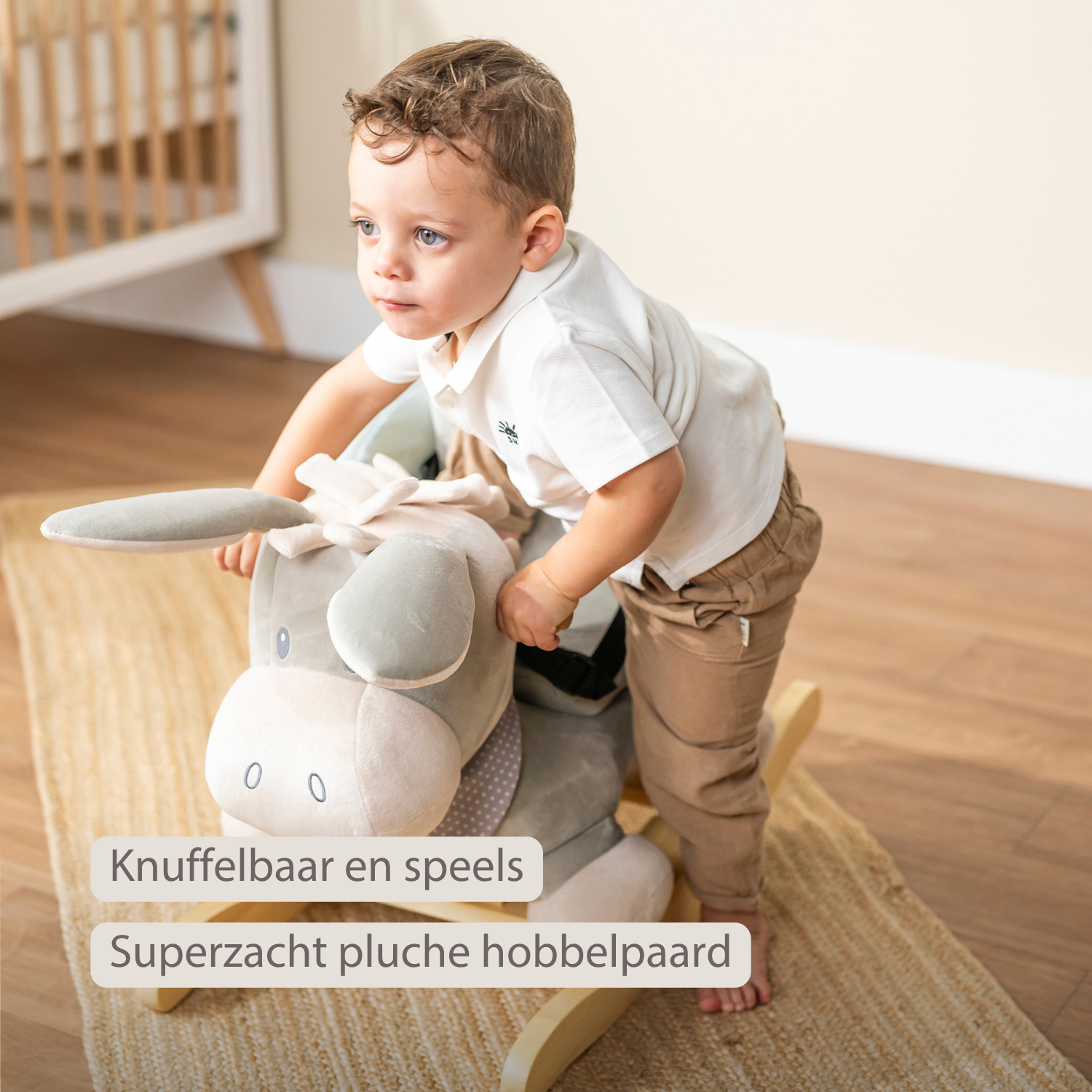 Cappuccino Donkey Rocking Horse – Rocking Toy – Gray and Blue [NL]