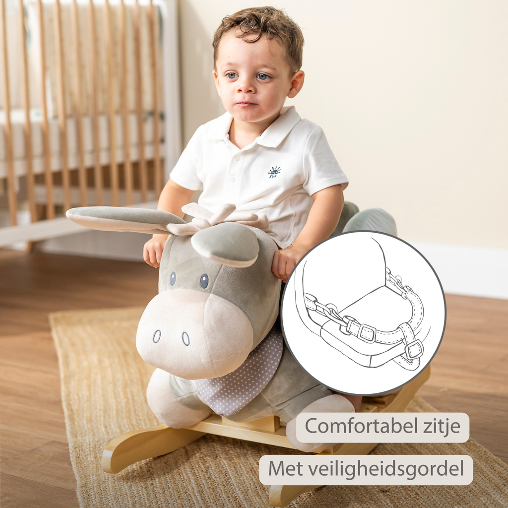 Cappuccino Donkey Rocking Horse – Rocking Toy – Gray and Blue [NL]
