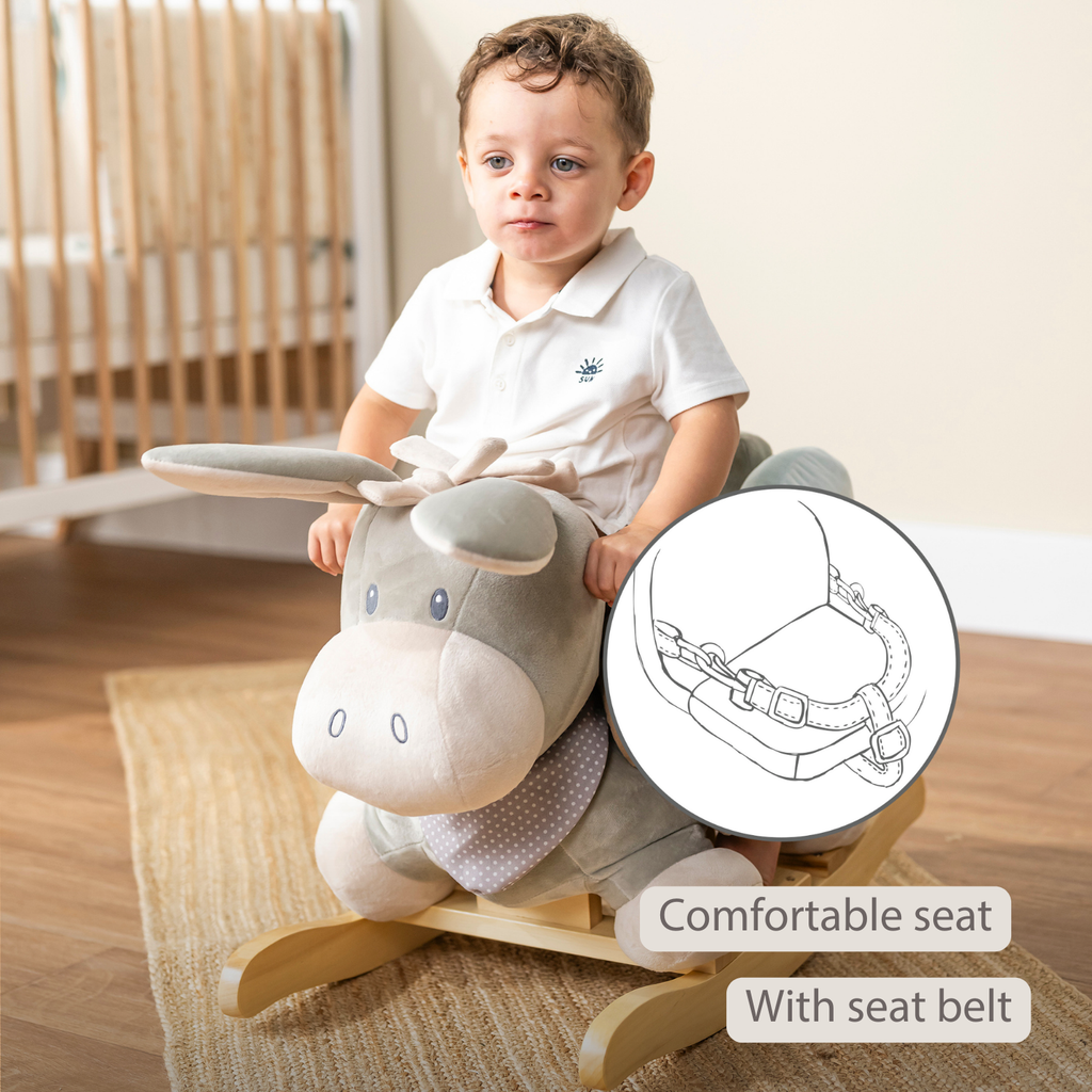Cappuccino Donkey Rocking Horse – Rocking Toy – Gray and Blue [EN]