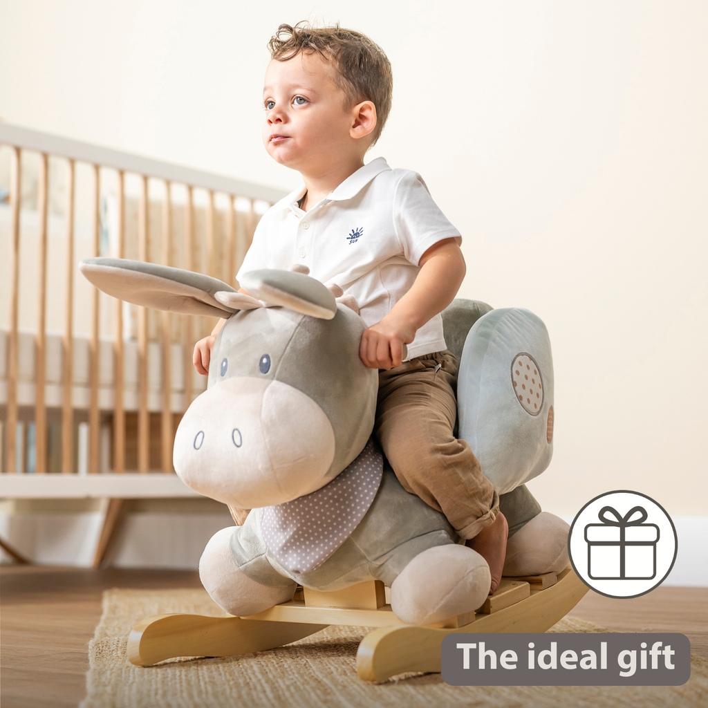 Cappuccino Donkey Rocking Horse – Rocking Toy – Gray and Blue [EN]