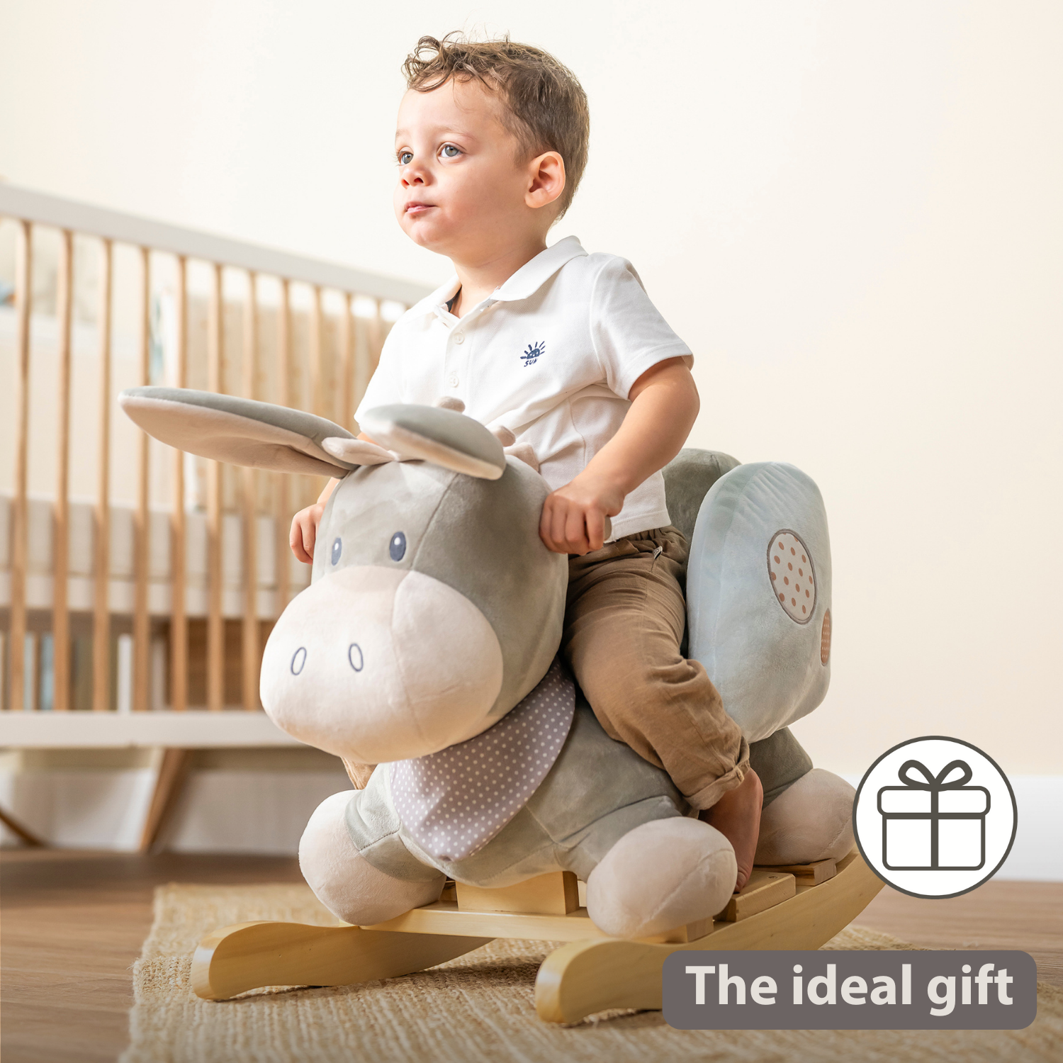 Cappuccino Donkey Rocking Horse – Rocking Toy – Gray and Blue [EN]