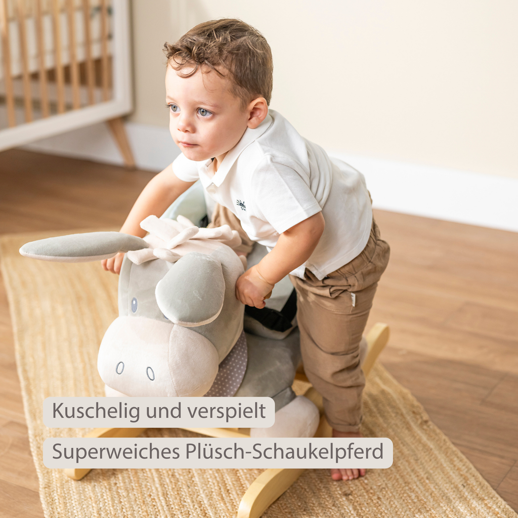 Cappuccino Donkey Rocking Horse – Rocking Toy – Gray and Beige [DE]