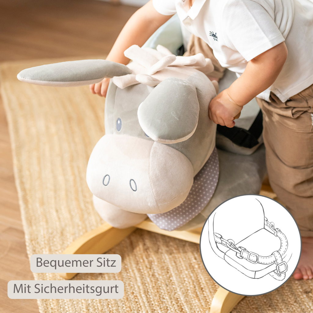 Cappuccino Donkey Rocking Horse – Rocking Toy – Gray and Beige [DE]