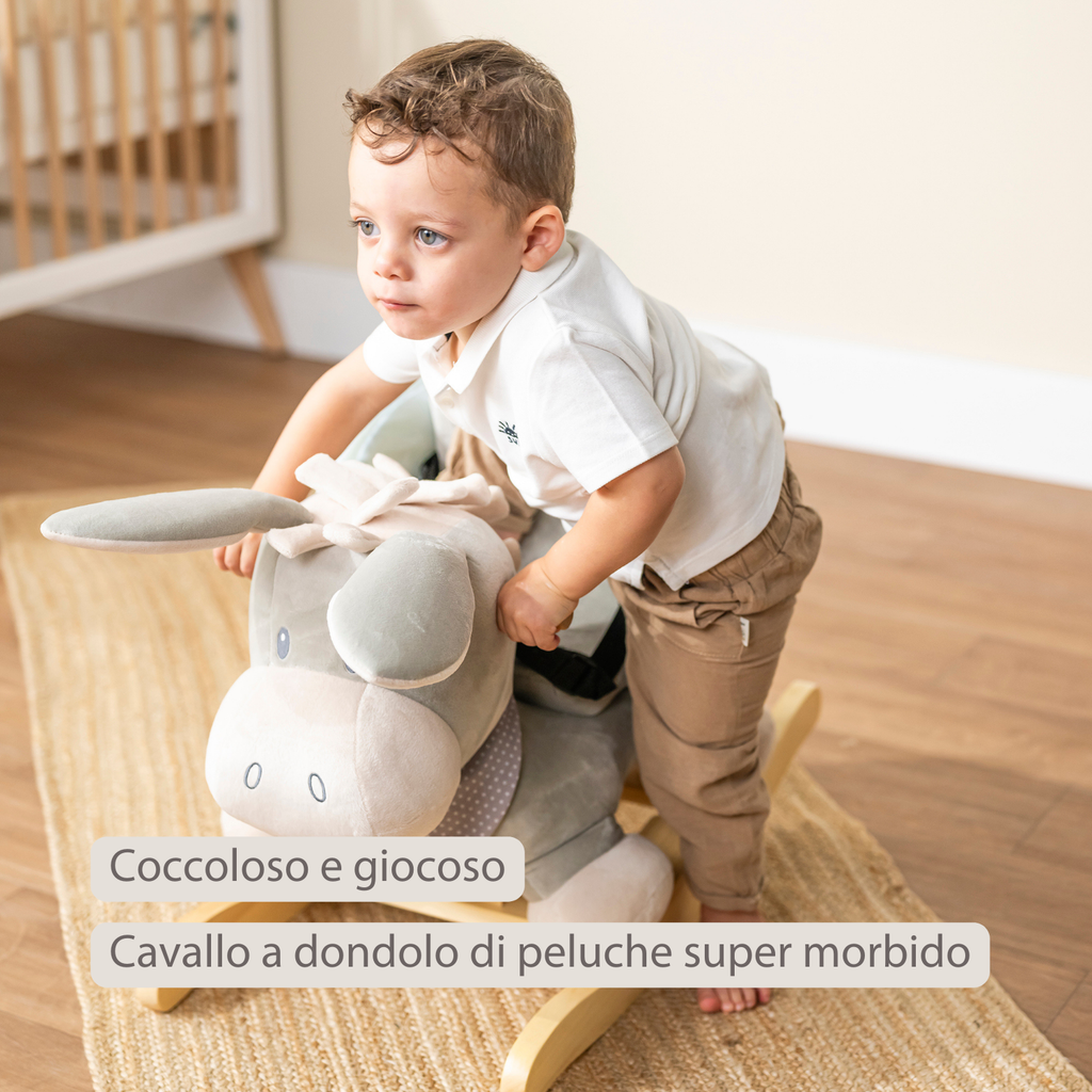 Cappuccino Donkey Rocking Horse – Rocking Toy – Gray and Beige [IT]