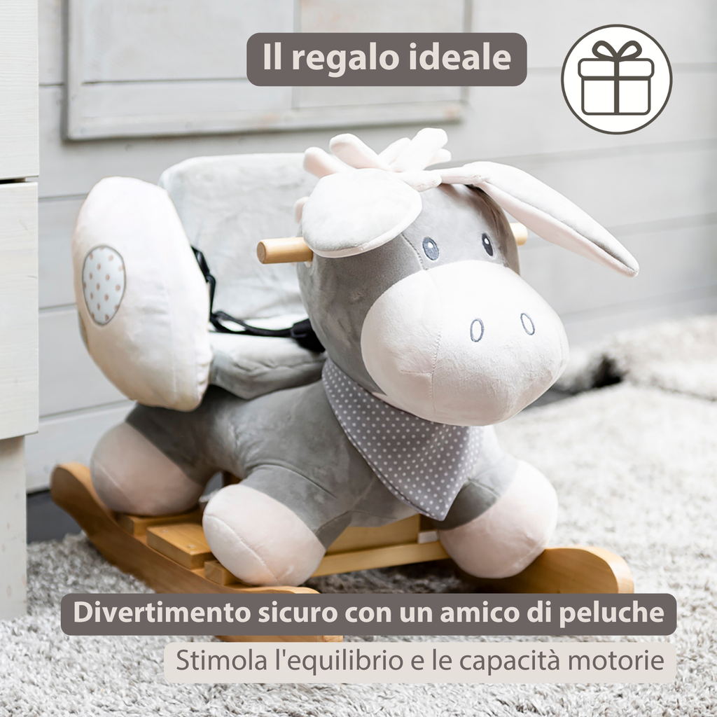Cappuccino Donkey Rocking Horse – Rocking Toy – Gray and Beige [IT]