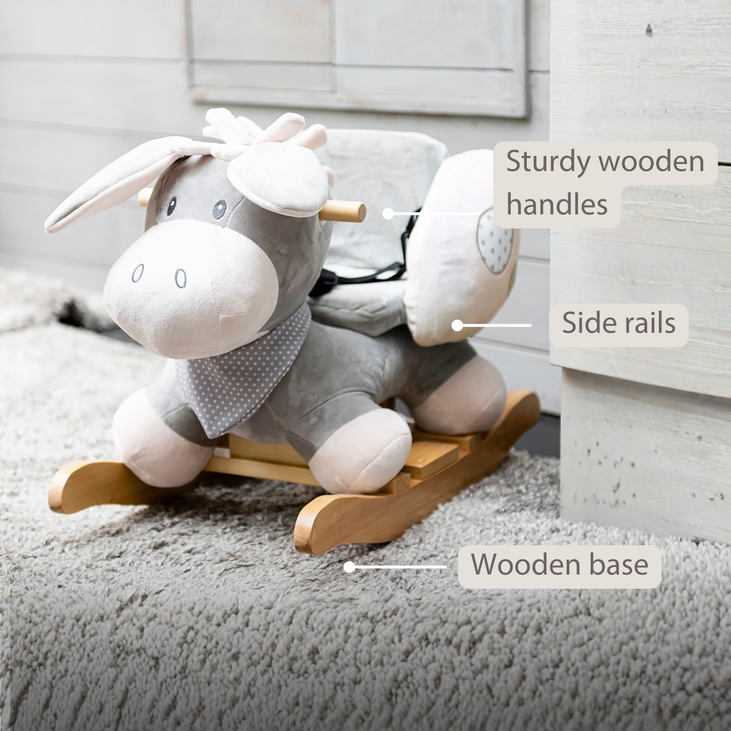 Cappuccino Donkey Rocking Horse – Rocking Toy – Gray and Beige [EN]