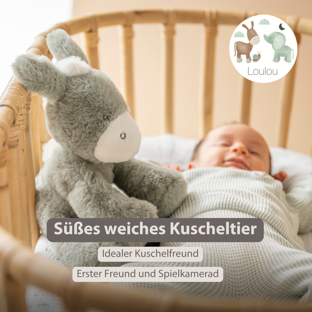 LouLou Plush Donkey - Soft Baby Cuddly Toy - 30 cm - Dark Green [DE]