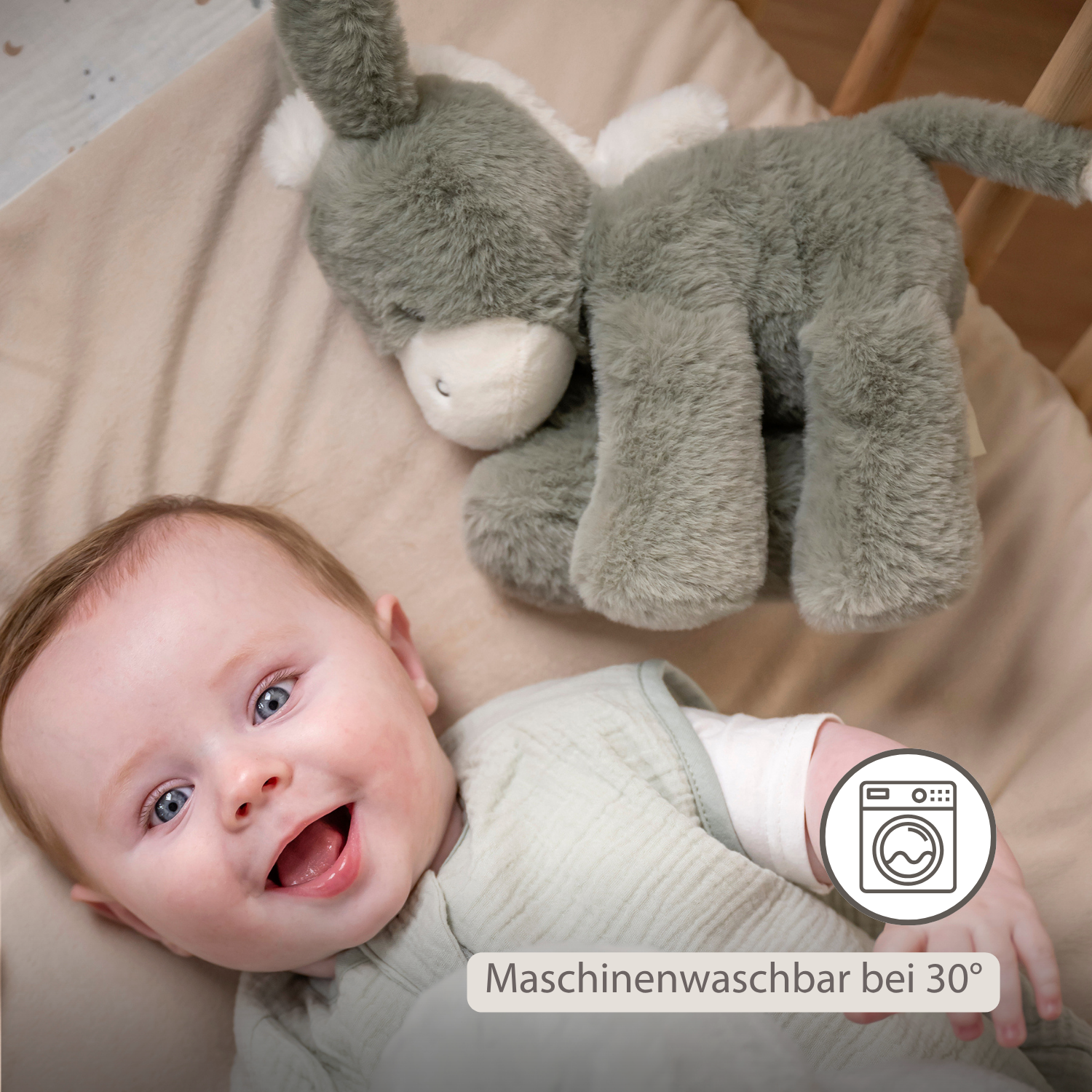 LouLou Plush Donkey - Soft Baby Cuddly Toy - 30 cm - Dark Green [DE]