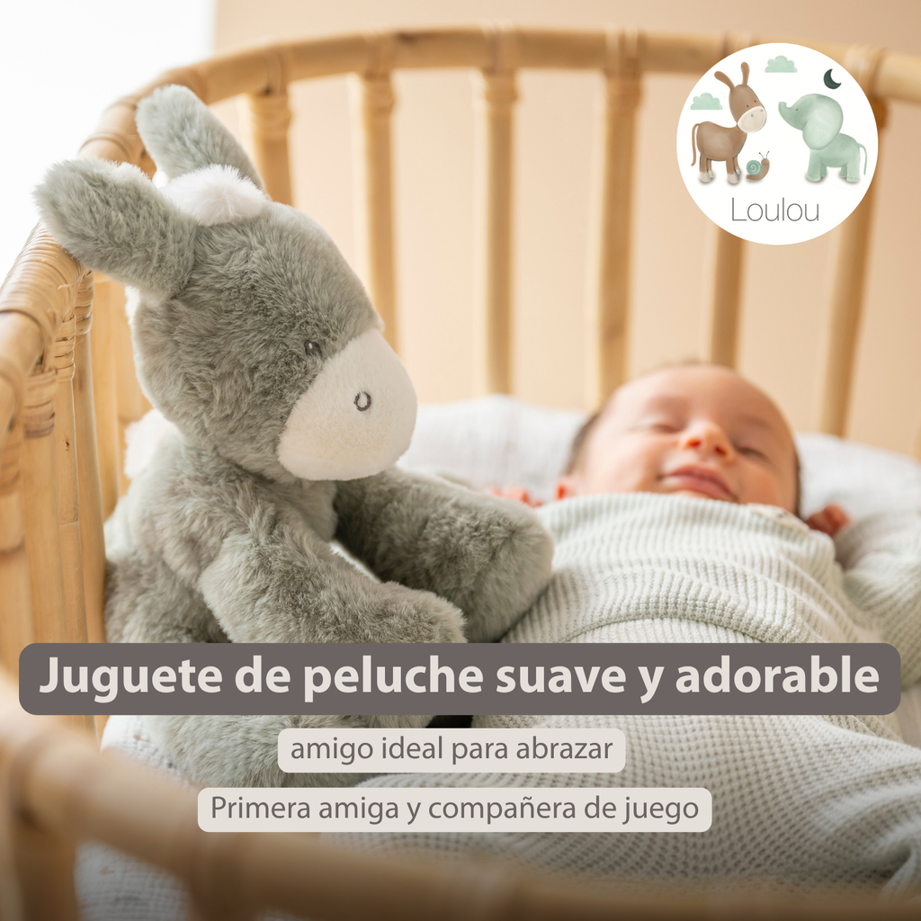 LouLou Plush Donkey - Soft Baby Cuddly Toy - 30 cm - Dark Green [ES]