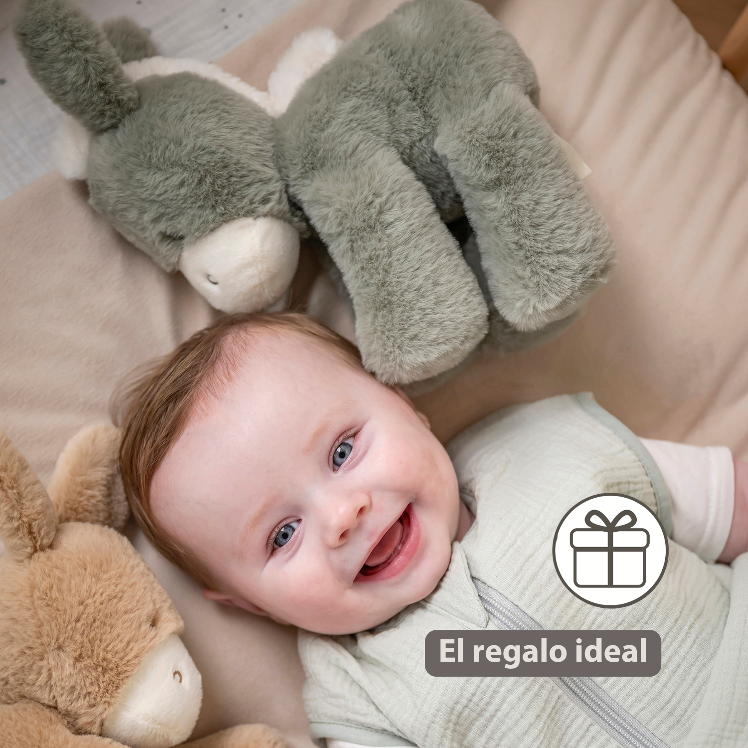 LouLou Plush Donkey - Soft Baby Cuddly Toy - 30 cm - Dark Green [ES]