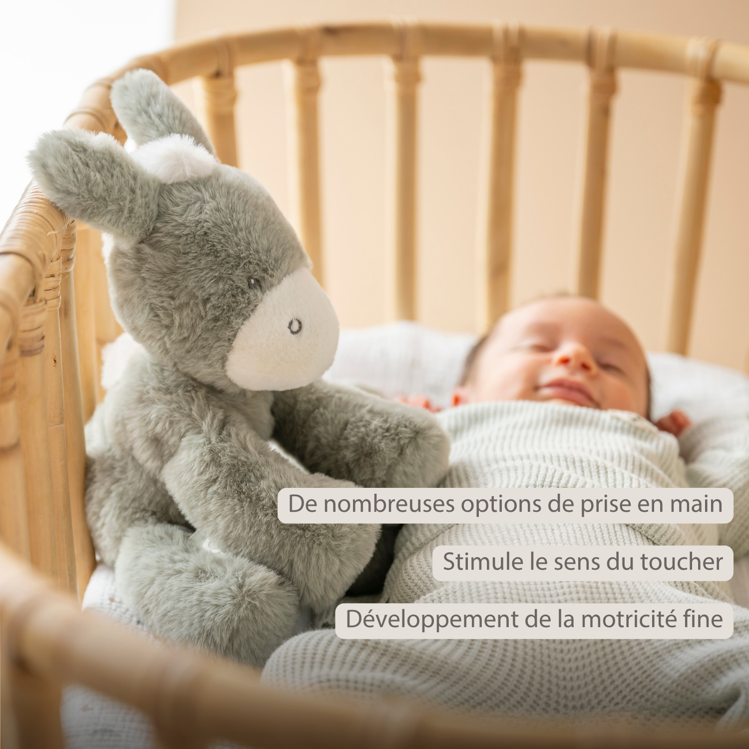 LouLou Plush Donkey - Soft Baby Cuddly Toy - 30 cm - Dark Green [FR]