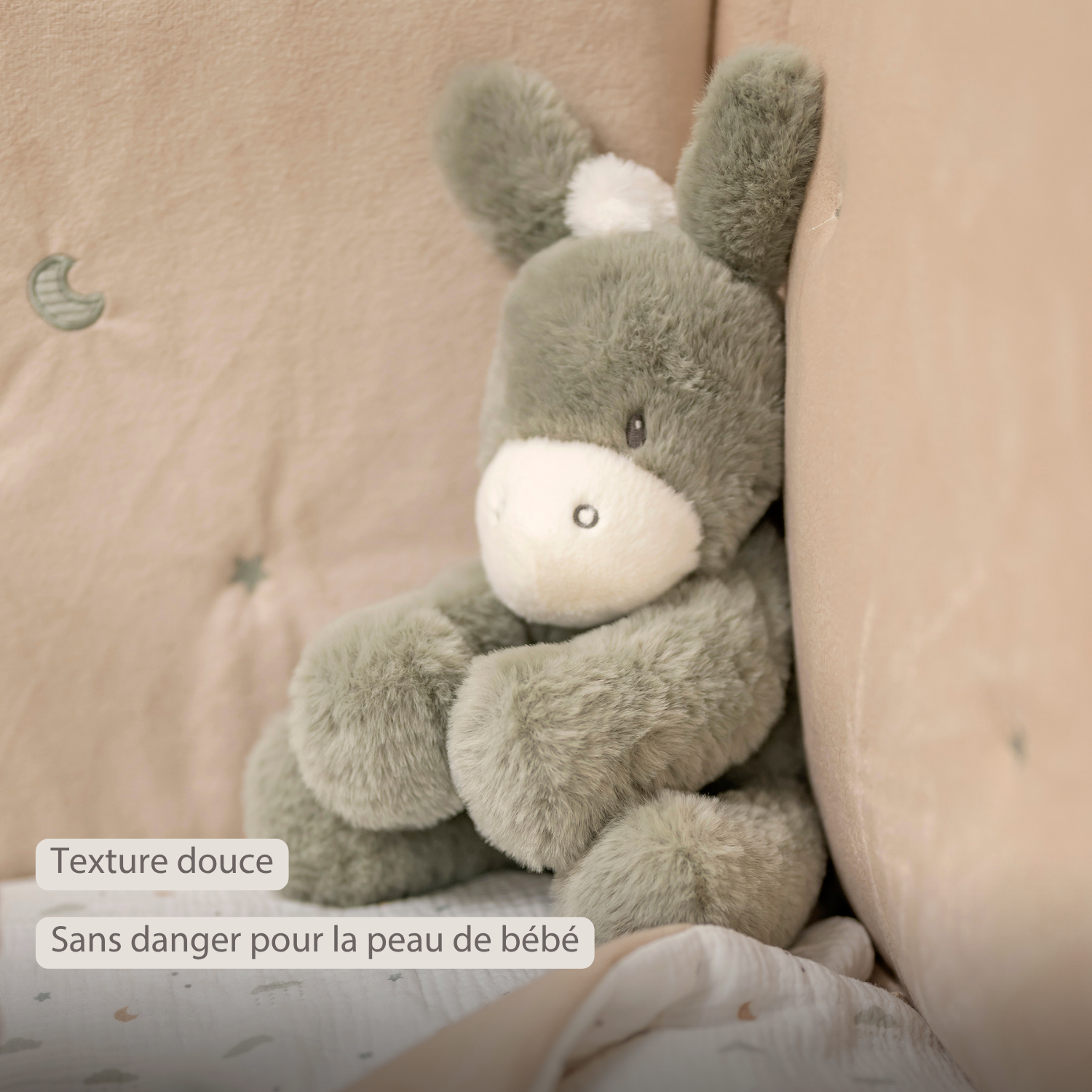 LouLou Plush Donkey - Soft Baby Cuddly Toy - 30 cm - Dark Green [FR]