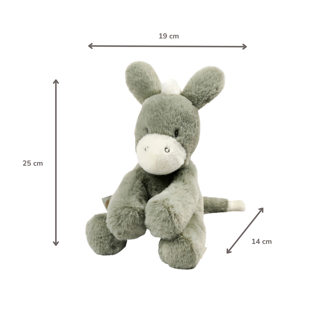 LouLou Plush Donkey - Soft Baby Cuddly Toy - 30 cm - Dark Green [FR]