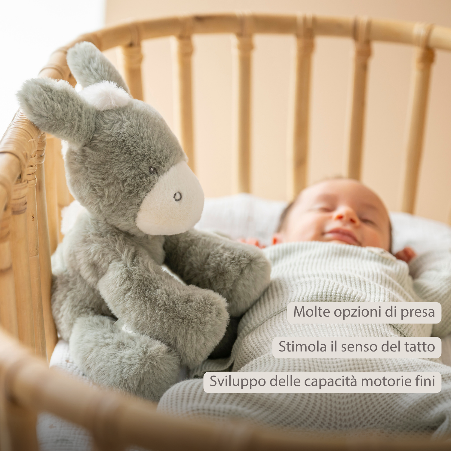 LouLou Plush Donkey - Soft Baby Cuddly Toy - 30 cm - Dark Green [IT]