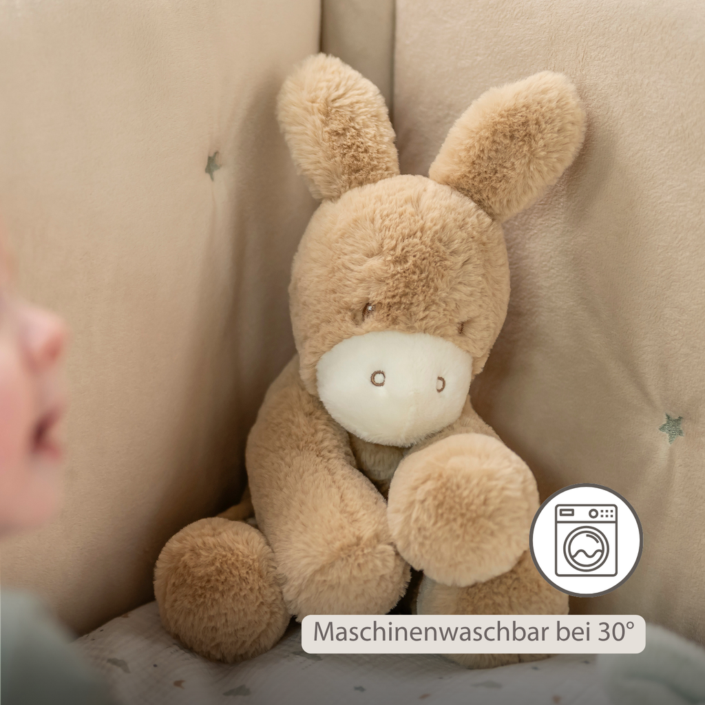 LouLou Plush Donkey - Soft Baby Cuddly Toy - 30 cm - Light Caramel [DE]
