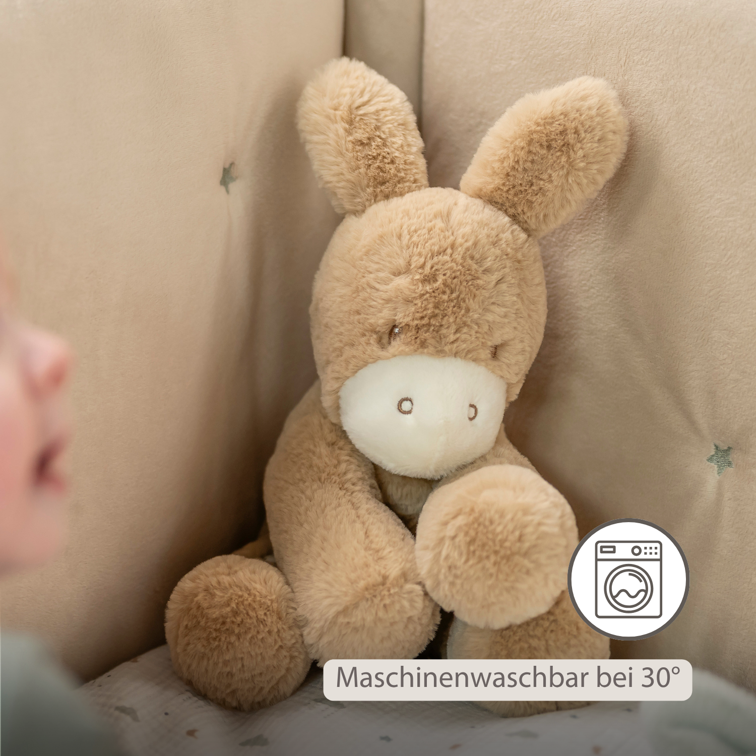 LouLou Plush Donkey - Soft Baby Cuddly Toy - 30 cm - Light Caramel [DE]