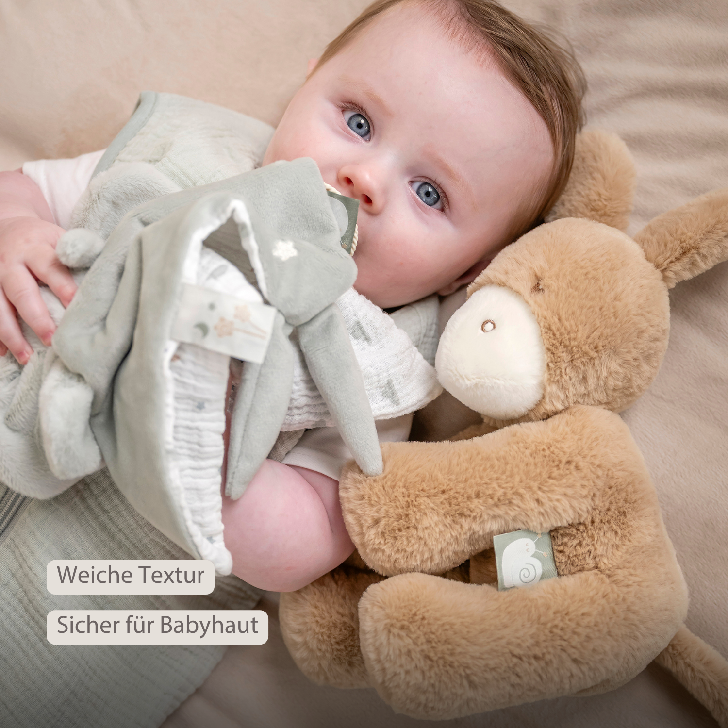 LouLou Plush Donkey - Soft Baby Cuddly Toy - 30 cm - Light Caramel [DE]