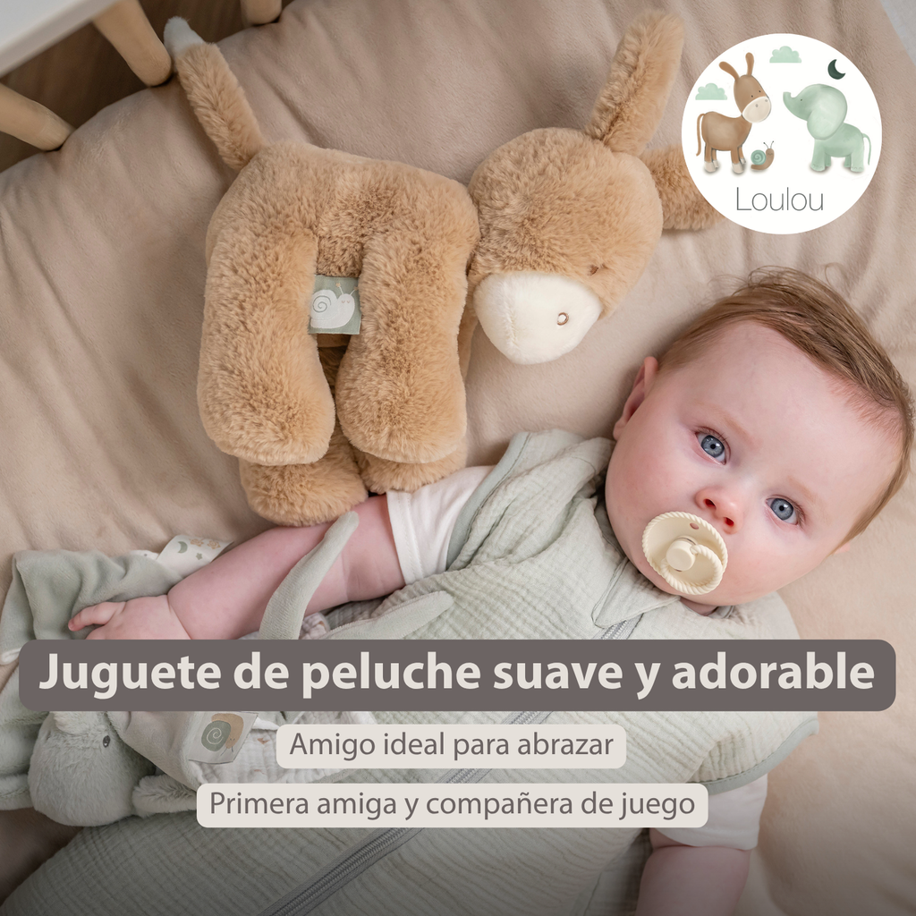 LouLou Plush Donkey - Soft Baby Cuddly Toy - 30 cm - Light Caramel [ES]