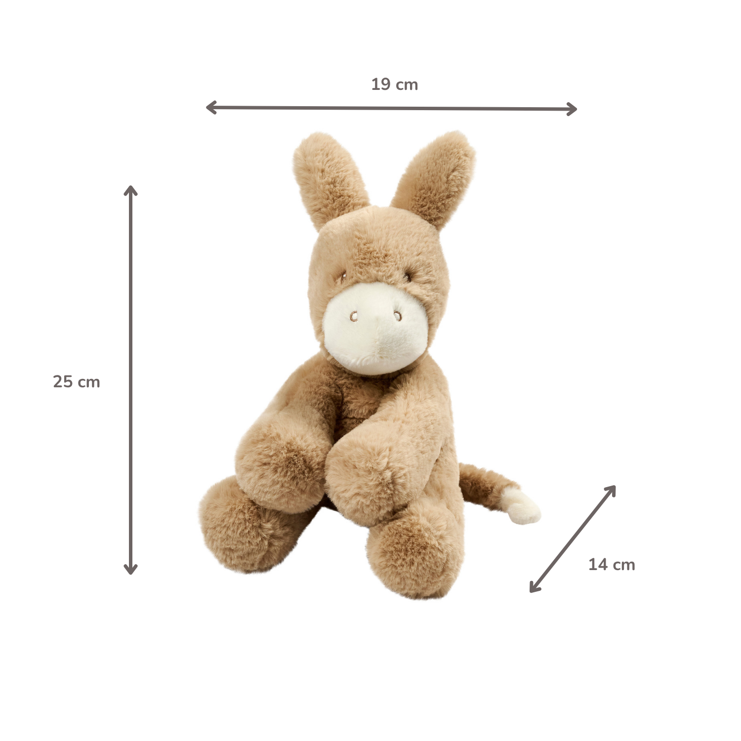 LouLou Plush Donkey - Soft Baby Cuddly Toy - 30 cm - Light Caramel [ES]