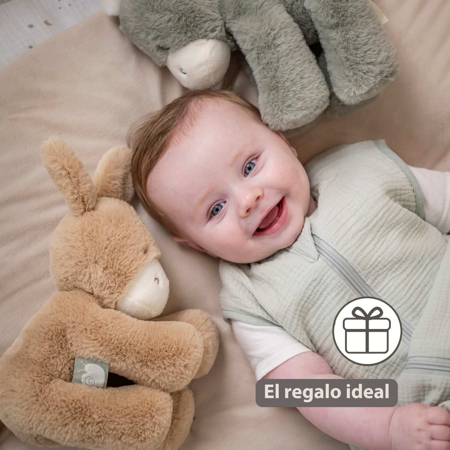 LouLou Plush Donkey - Soft Baby Cuddly Toy - 30 cm - Light Caramel [ES]