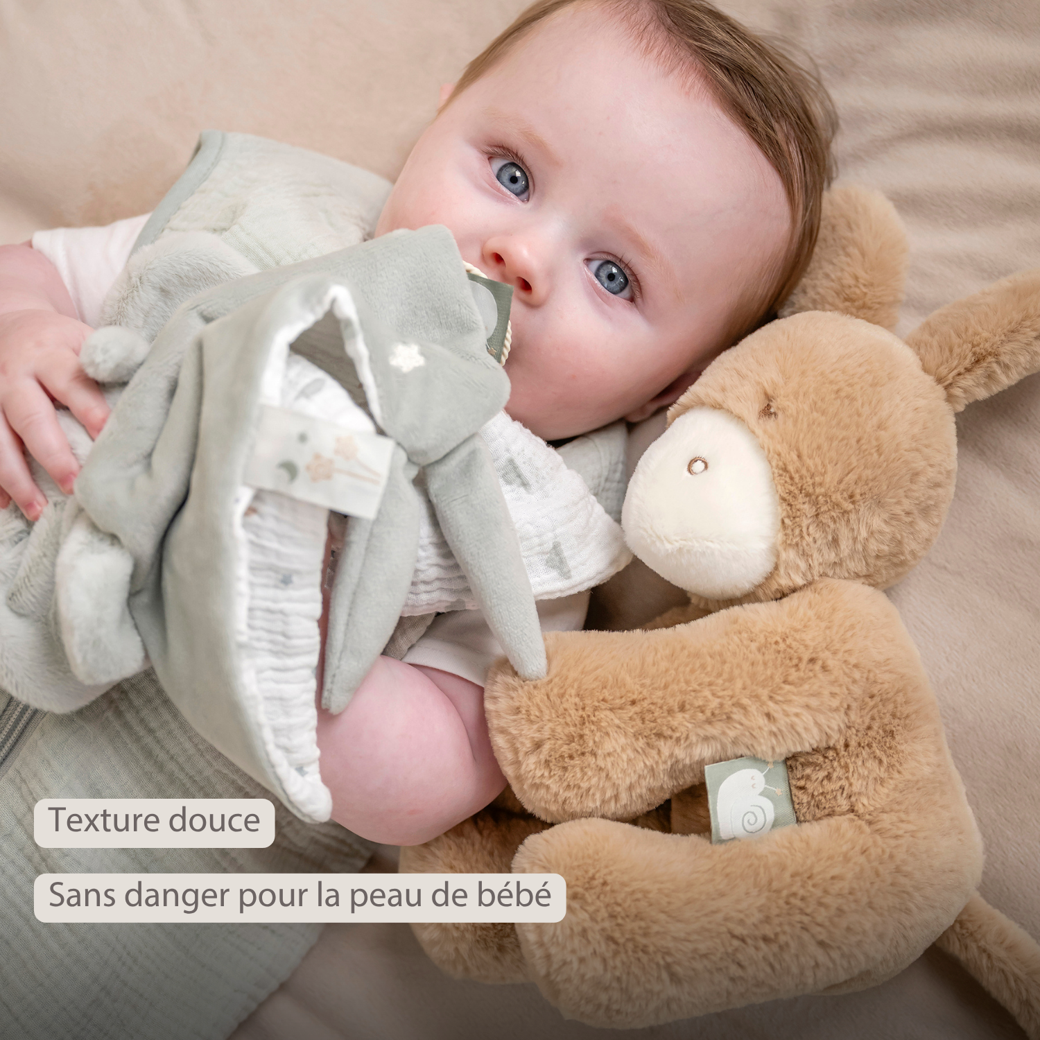 LouLou Plush Donkey - Soft Baby Cuddly Toy - 30 cm - Light Caramel [FR]