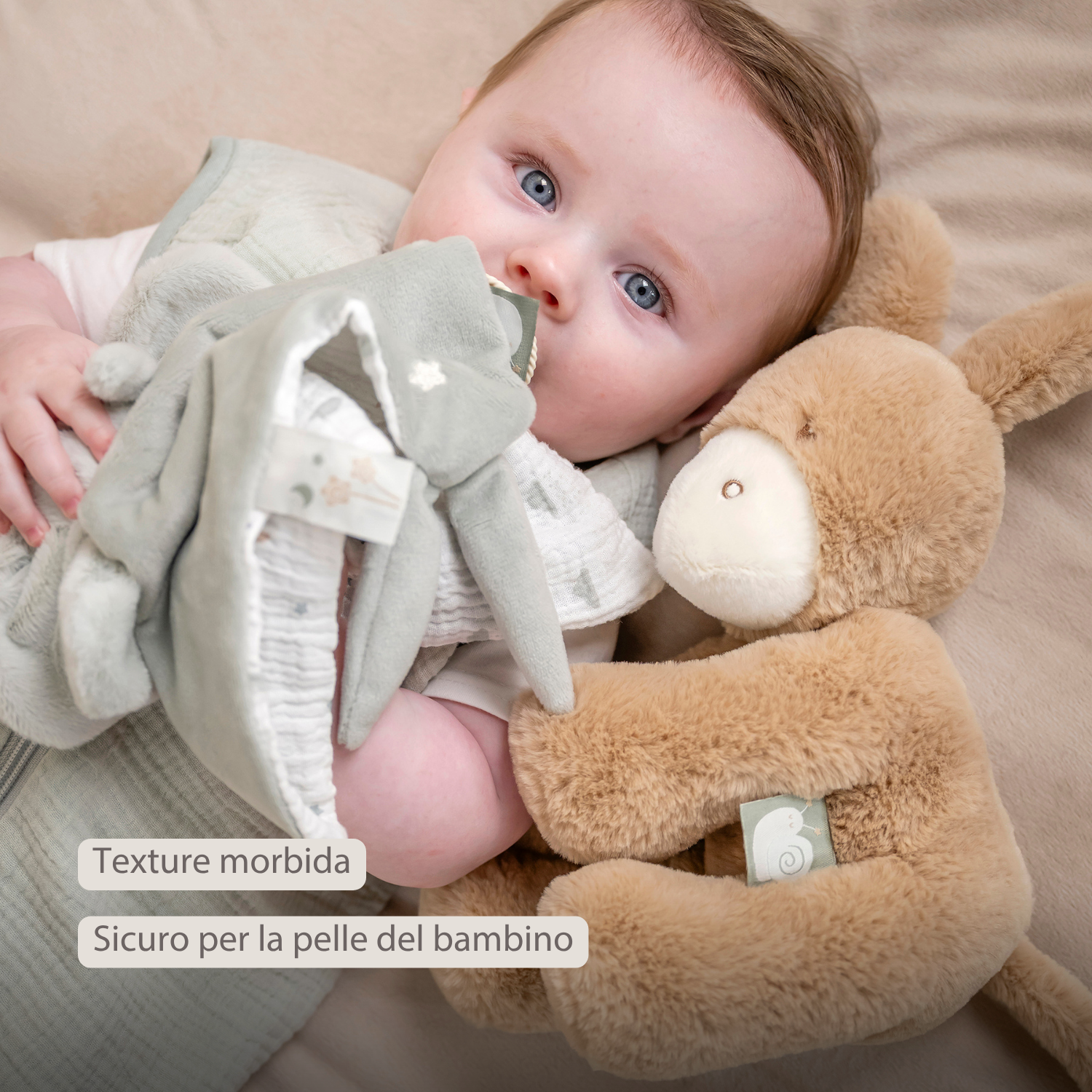 LouLou Plush Donkey - Soft Baby Cuddly Toy - 30 cm - Light Caramel [IT]