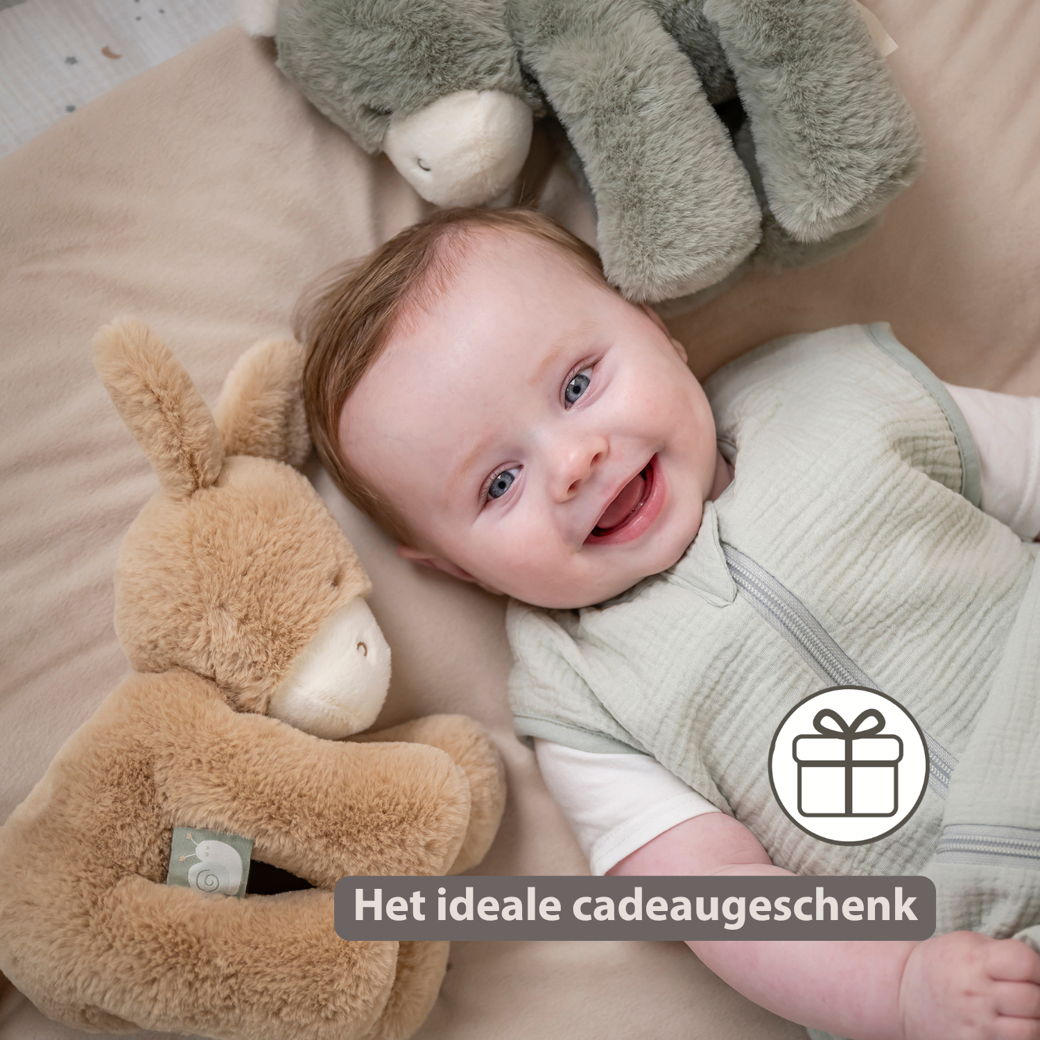 LouLou Plush Donkey - Soft Baby Cuddly Toy - 30 cm - Light Caramel [NL]