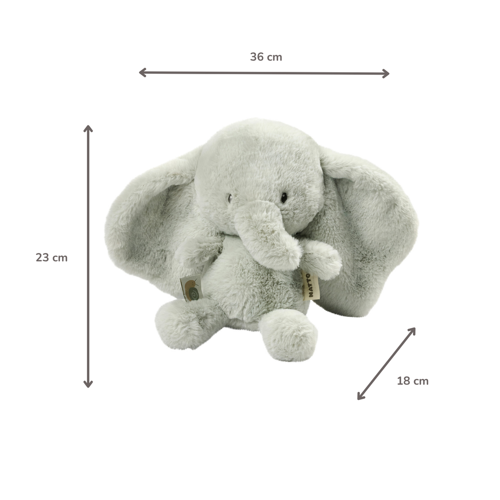 LouLou Plush Elephant - Soft Baby Cuddly Toy - 30 cm - Linden Green [ES]